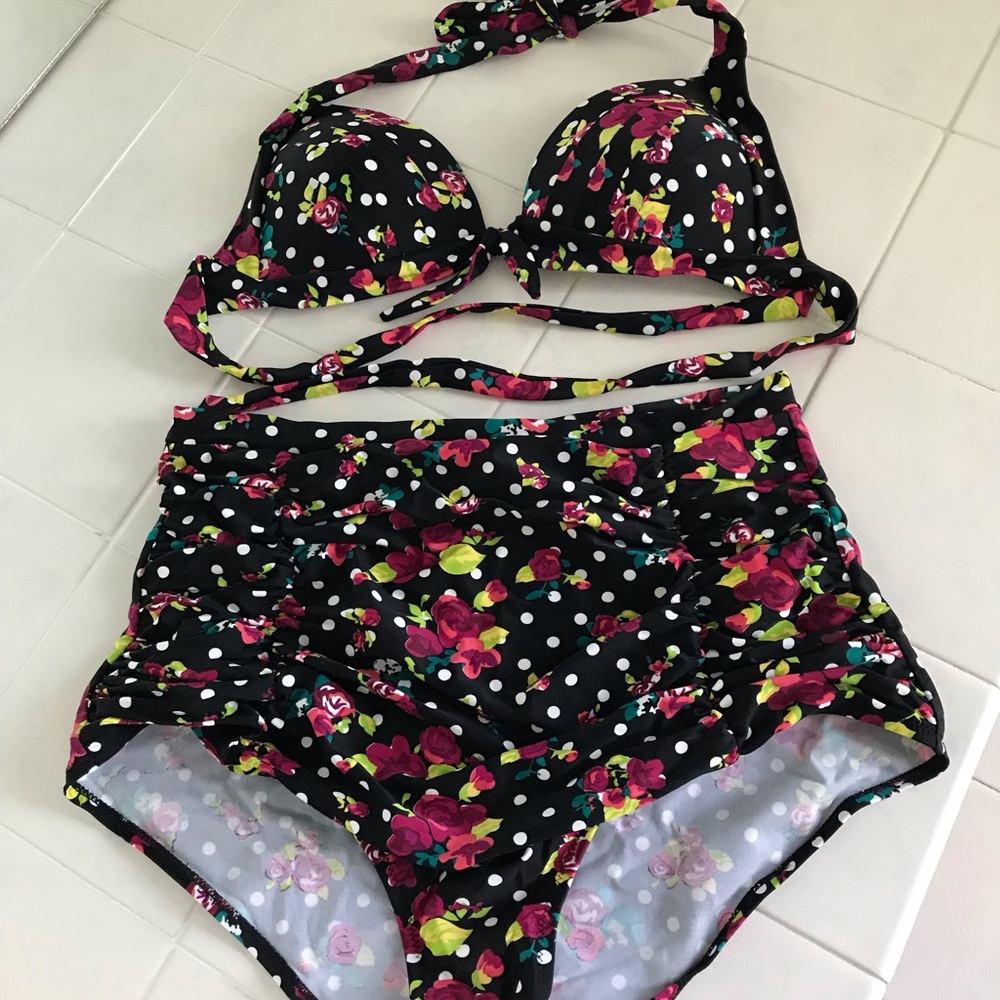 Polka dot/floral Cupshe high waist bikini